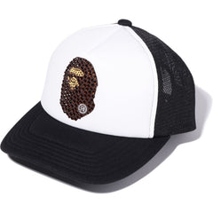 APE HEAD CRYSTAL STONE MESH CAP MENS