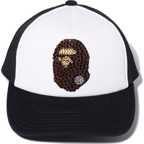 APE HEAD CRYSTAL STONE MESH CAP MENS