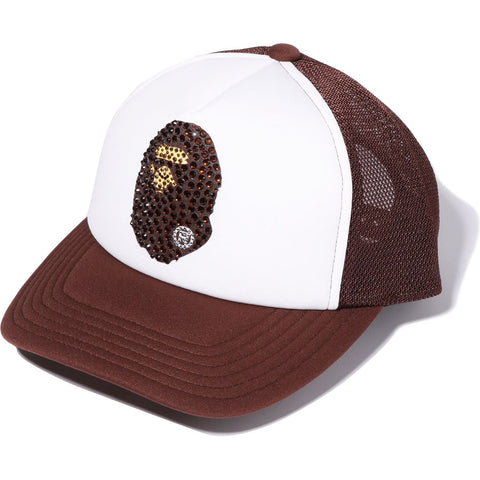 APE HEAD CRYSTAL STONE MESH CAP MENS