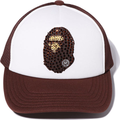 APE HEAD CRYSTAL STONE MESH CAP MENS
