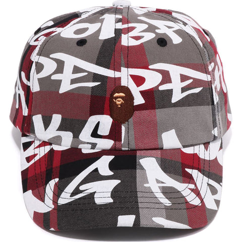 BAPE GRAFFITI CHECK PANEL CAP MENS