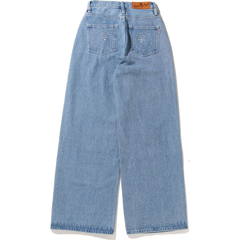 DAMAGED HIGHWAIST WIDE DENIM PANTS LADIES