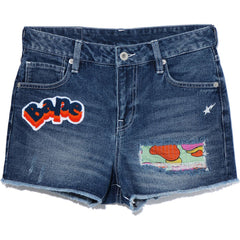 DAMAGE DENIM MINI SHORTS LADIES