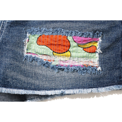 DAMAGE DENIM MINI SHORTS LADIES