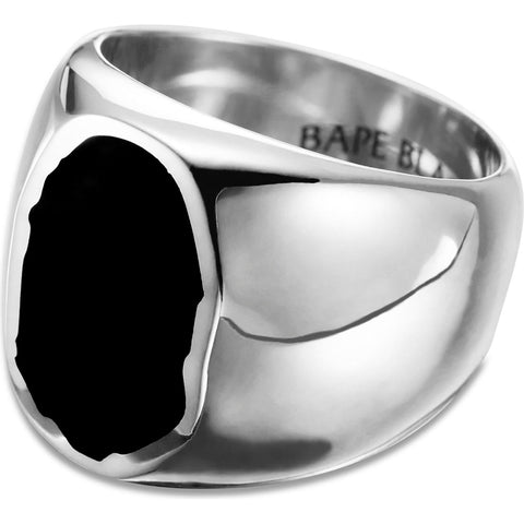 BAPE BLACK APE HEAD SILVER RING MENS