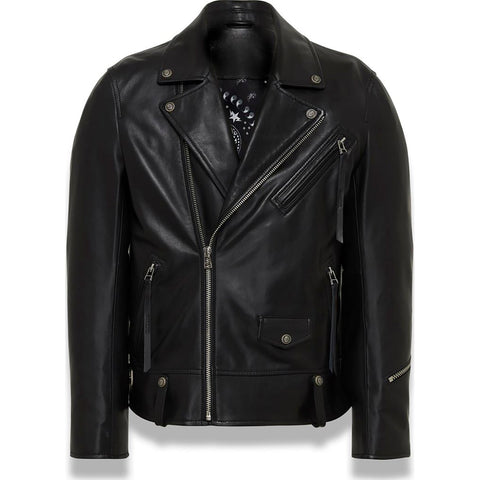 BAPE BLACK LEATHER BIKER JACKET MENS