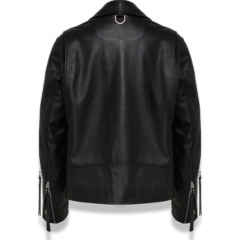 BAPE BLACK LEATHER BIKER JACKET MENS