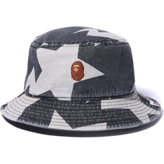 STA PATTERN DENIM BUCKET HAT MENS