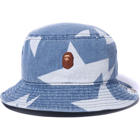 STA PATTERN DENIM BUCKET HAT MENS