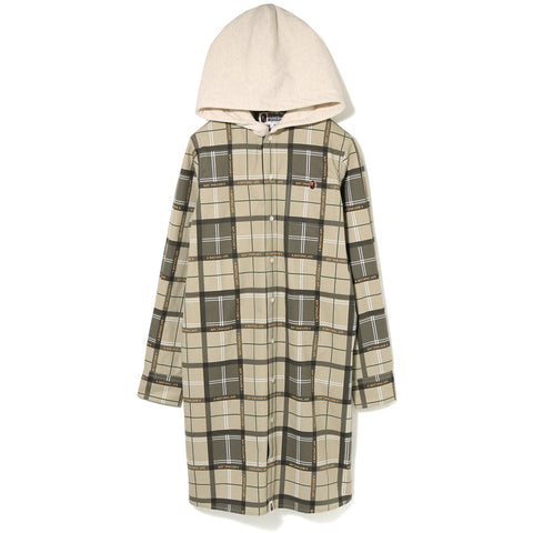 BAPE LOGO CHECK HOODIE SHIRT ONEPIECE LADIES