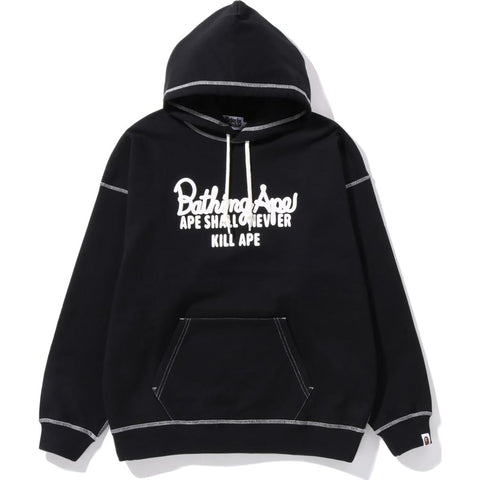 COLOR STITCHING OVERSIZED PULLOVER HOODIE LADIES
