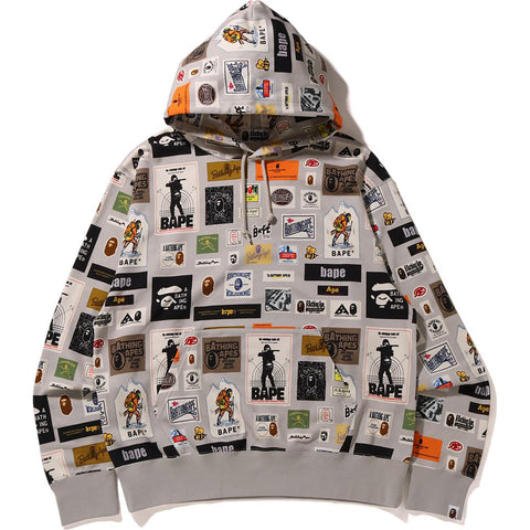 BAPE MULTI LABEL RELAXED FIT PULLOVER HOODIE MENS