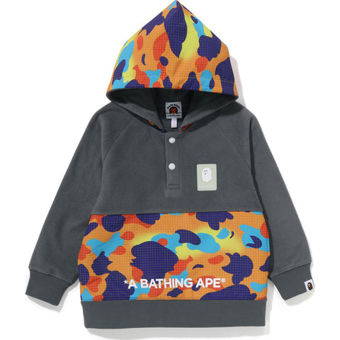 GRID CAMO HALF SNAP FLEECE PULLOVER HOODIE KIDS
