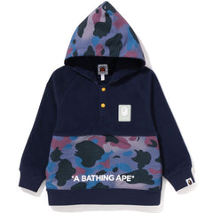 GRID CAMO HALF SNAP FLEECE PULLOVER HOODIE KIDS