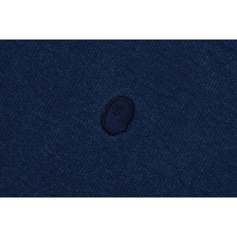 LOGO RIBBING INDIGO PULLOVER HOODIE MENS