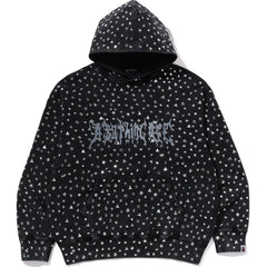 STUDDED LOGO RELAXED FIT PULLOVER HOODIE M