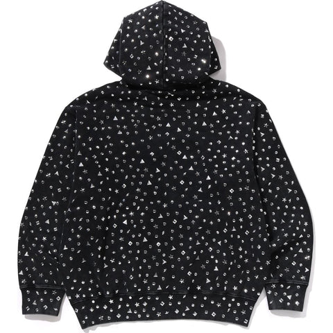 STUDDED LOGO RELAXED FIT PULLOVER HOODIE M