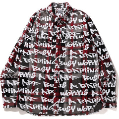 BAPE GRAFFITI CHECK SHIRT MENS