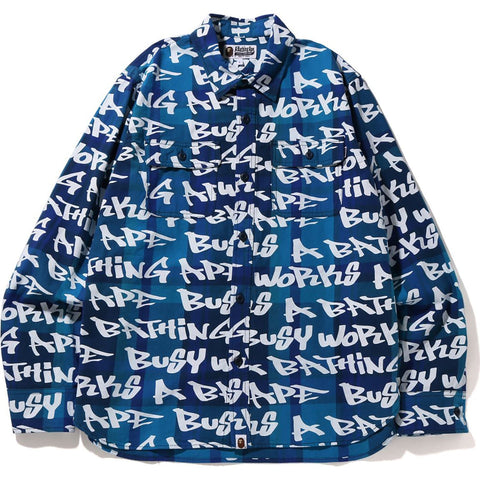 BAPE GRAFFITI CHECK SHIRT MENS