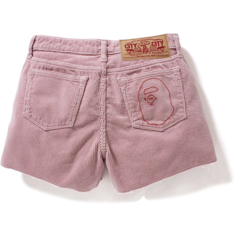 APE HEAD CORDUROY SHORTS LADIES