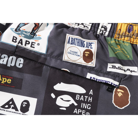 BAPE MULTI LABEL BEACH SHORTS MENS