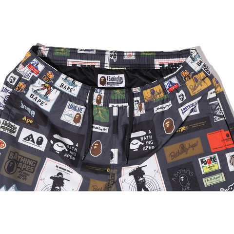 BAPE MULTI LABEL BEACH SHORTS MENS