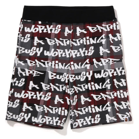 BAPE GRAFFITI CHECK SWEAT SHORTS MENS