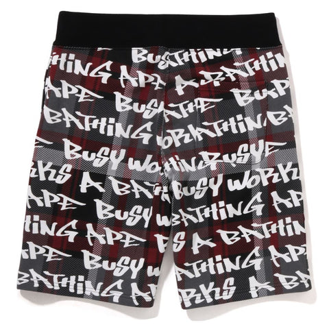 BAPE GRAFFITI CHECK SWEAT SHORTS MENS