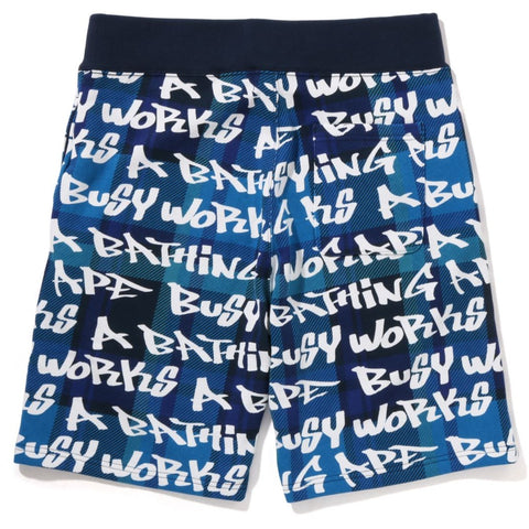 BAPE GRAFFITI CHECK SWEAT SHORTS MENS