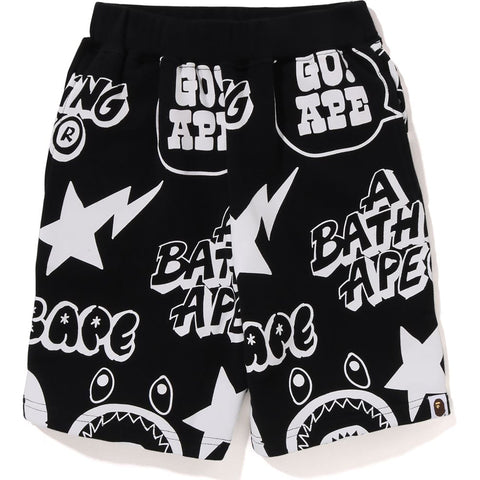 BAPE GRAFFITI PATTERN SWEAT SHORTS KIDS