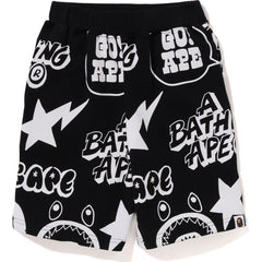 BAPE GRAFFITI PATTERN SWEAT SHORTS KIDS