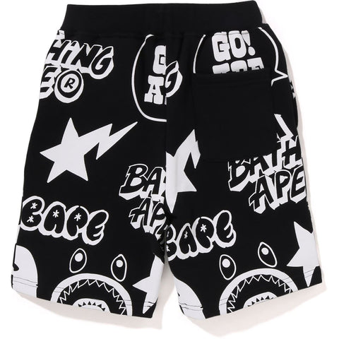 BAPE GRAFFITI PATTERN SWEAT SHORTS KIDS