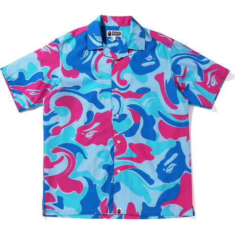 MARBLE CAMO OPEN COLLAR S/S SHIRT MENS