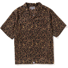 BAPE LEOPARD OPEN COLLAR SHIRT MENS