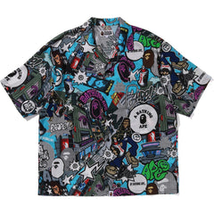COMIC ART OPEN COLLAR S/S SHIRT MENS