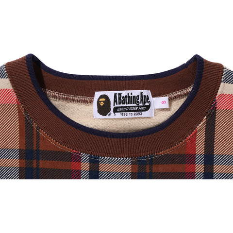 BAPE CHECK WIDE FIT CREWNECK LADIES