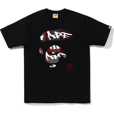 BAPE GRAFFITI CHECK APE FACE TEE MENS