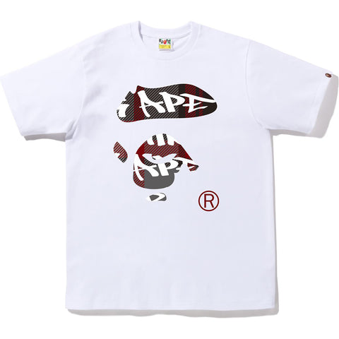 BAPE GRAFFITI CHECK APE FACE TEE MENS