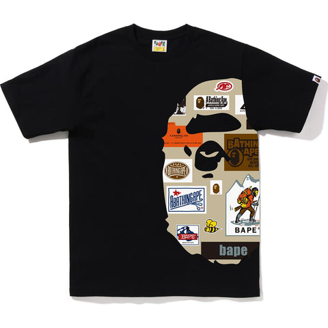 BAPE MULTI LABEL SIDE BIG APE HEAD TEE MENS