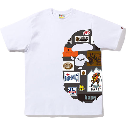 BAPE MULTI LABEL SIDE BIG APE HEAD TEE MENS