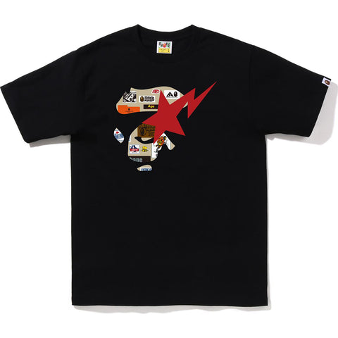 BAPE MULTI LABEL APE FACE STA TEE MENS