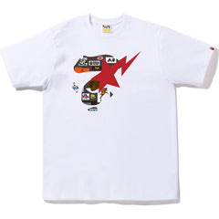 BAPE MULTI LABEL APE FACE STA TEE MENS