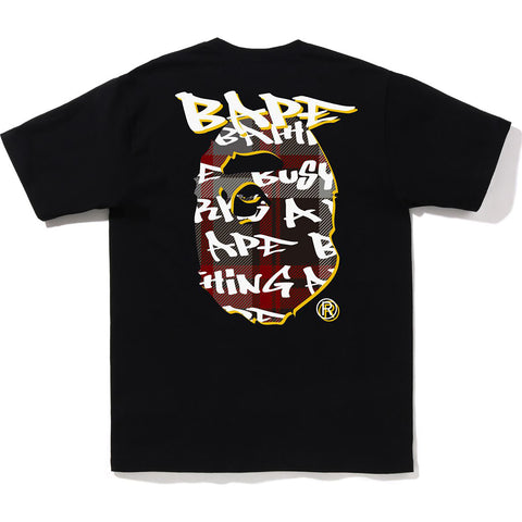 BAPE GRAFFITI CHECK APE HEAD TEE MENS