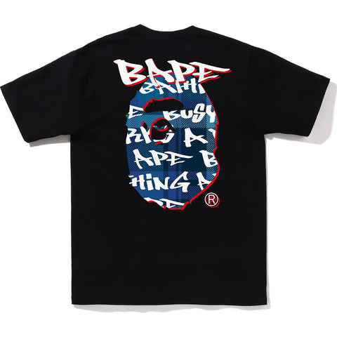 BAPE GRAFFITI CHECK APE HEAD TEE MENS