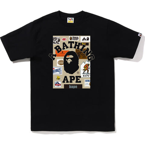 BAPE MULTI LABEL ON COLLEGE TEE MENS