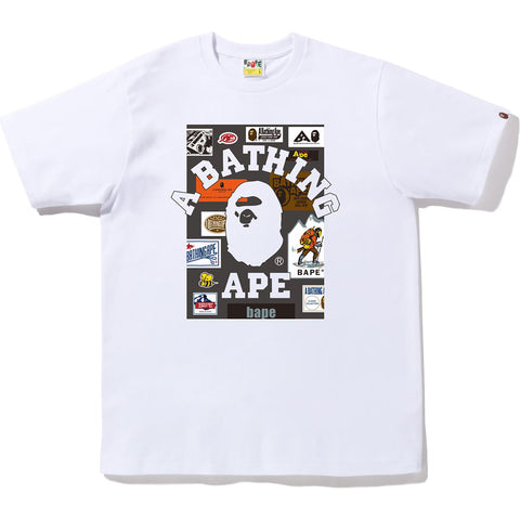 BAPE MULTI LABEL ON COLLEGE TEE MENS