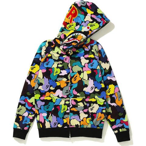 MULTI CAMO SHARK FULL ZIP HOODIE LADIES