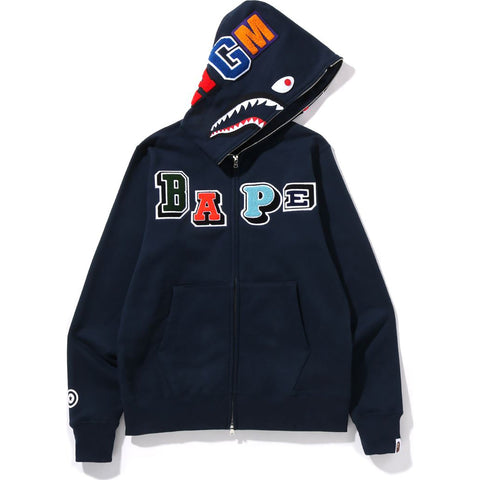 MULTI FONTS SHARK FULL ZIP HOODIE MENS