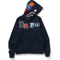 MULTI FONTS SHARK FULL ZIP HOODIE MENS