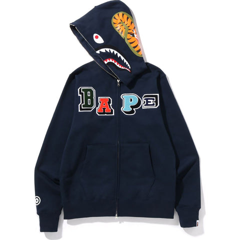 MULTI FONTS SHARK FULL ZIP HOODIE MENS
